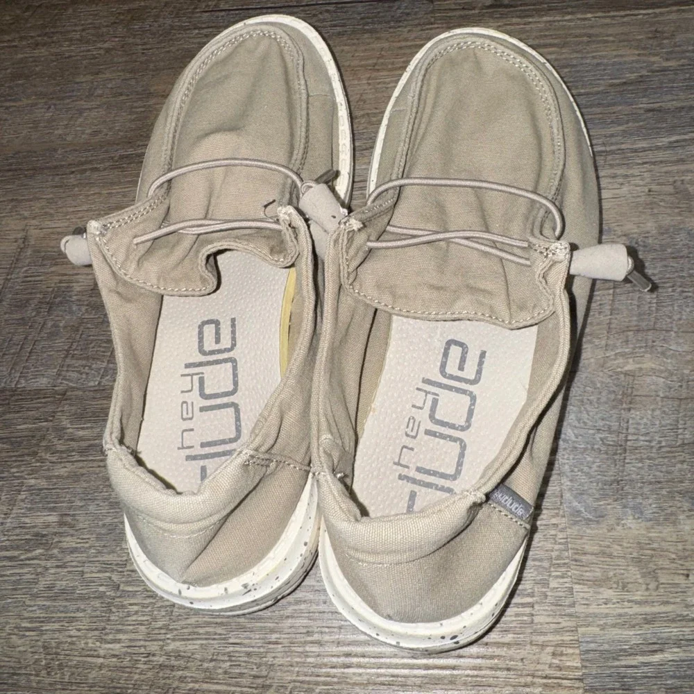 Hey Dude Wendy Canvas Loafers Grey Khaki Speckled Sole Shoes Womens 5